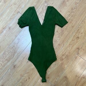 Abercrombie Light Green V-Neck Bodysuit